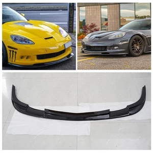 For Corvette C6 Base Model 05-13 ZR1 Style Gloss Black Front Bumper Lip Splitter - Picture 1 of 14