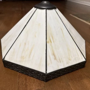 Tiffany Style Slag Glass Lamp Pendant Shade Mission Arts & Crafts 15” READ - Picture 1 of 5