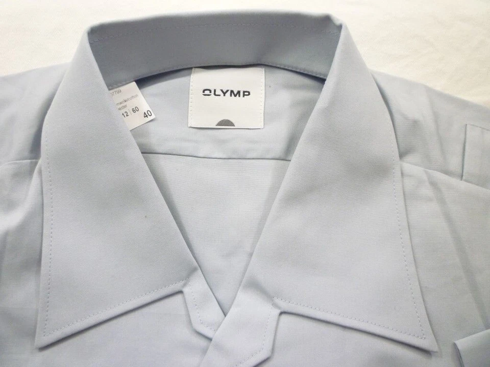 Olymp 9530/12/60 Camicia A Maniche Corte 40 Grigio-Blu Lucido Mélange Uni #E7977 - Immagine 1 di 1