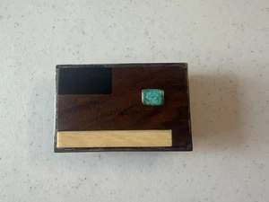 Fibbia per cintura MCM argento sterling 1975 - legno turchese osso intarsiato metà secolo vintage - Foto 1 di 11