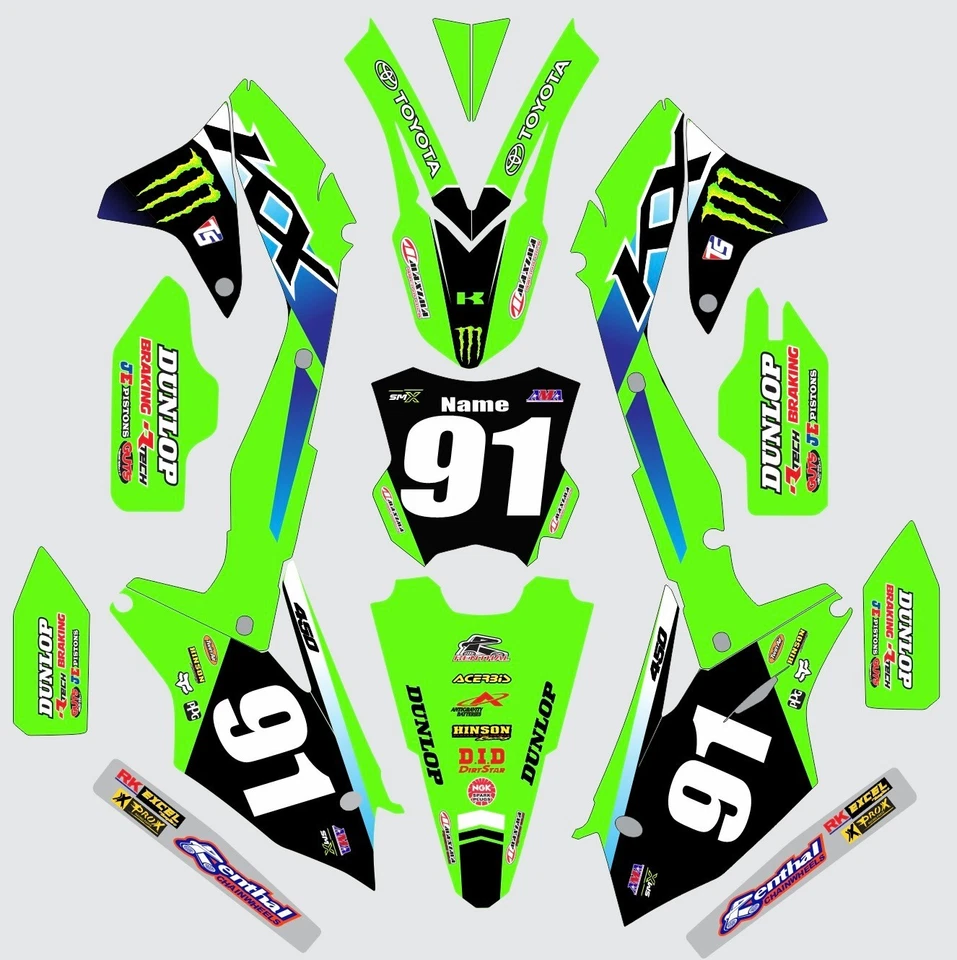 Kit gráfico para Kawasaki KXF450 KX450f KX 450f 2016-2018 calcomanías adhesivas Foto 1 de 1