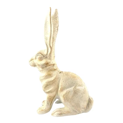 Белая чугунная статуя кролика — 10,5 дюйма высотой деревенский кролик сад или домашний декор - Изображение 1 из 4