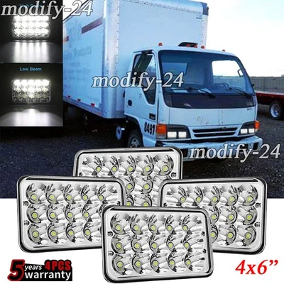 4x Fit GMC W3500 W4500 W5500 Forward 4x6" inch LED Headlights Hi/Lo Beam Chrome - Image 1 of 4