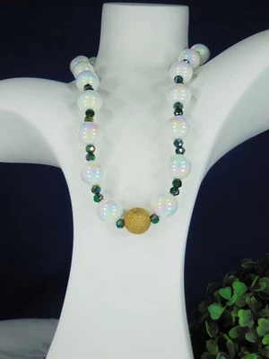 HALSKETTE: Bildschöne ACRYL-Perlen + facettierte GLASRONDELLE. 173.10 - Bild 1 von 3