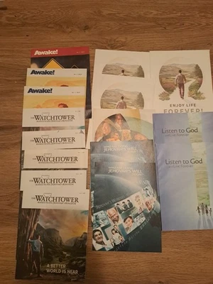 Jehovah's Witness Watchtower Brochures Lot Of 15 JW Tracts magazines Awake - Image 1 of 4
