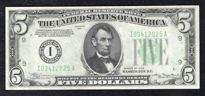 FR 1956-Im 1934 $5 MULE FRN FEDERAL RESERVE NOTE MINNEAPOLIS, MN UNCIRCULATED - Image 1 of 2