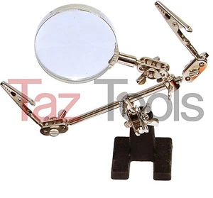 Helping Hand Magnifier Glass and 2 Alligator Clamps Jewelry Watch Third Hand - Picture 1 of 2