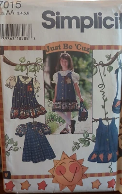 SIMPLICITY Pattern 7015 GIRLS ' JUMPER OR DRESS, BLOUSE & PURSE SZ 3-4-5-6 UC/FF - Image 1 of 4