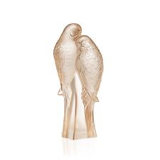 Lalique Deux Perruches Doré Luster Sculpture #10571700 Marque Nib Oiseaux Save $