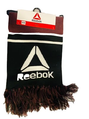 Bufanda con logotipo de Reebok con flecos de borla negra/gris/granate - Unisex TOTALMENTE NUEVA Foto 1 de 3