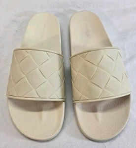 Vince Watley Ivory Slip On Slide Sandals Shoes WOMEN'S 14 MEN'S 12 New - Picture 1 of 4