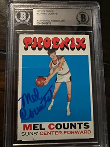 Mel Counts #127 signed Autogramm Auto 1971-72 Topps BAS Beckett Slabbed - Bild 1 von 1
