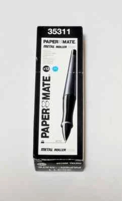 Paper Mate 12 Black Pens Box – Branded Capped Ballpoint Pens – New – Bulk Pack