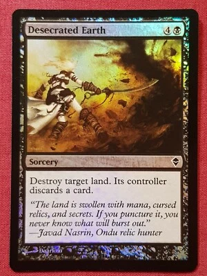 Magic The Gathering ZENDIKAR FOIL DESECRATED EARTH black card MTG - Image 1 of 2