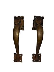 Antique Bronze Brass architectural salvage door handles Pair 9 3/4” - Picture 1 of 12