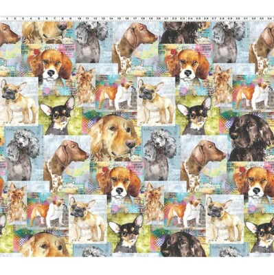 Patchwork Quilting Sewing Fabric Best Friends Dogs Allover 50x55cm FQ - image 1 of 4