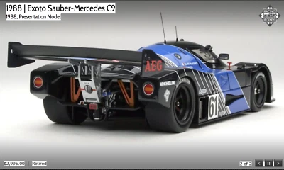 Mercedes Benz LeMans классический гоночный автомобиль гоночный Sauber c9 концепт промо гонщик 1:18 - Изображение 1 из 4