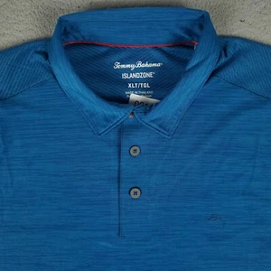 Tommy Bahama Polo Shirt Mens XLT Blue Polyester Marlin Golf Short Sleeve - Picture 1 of 8