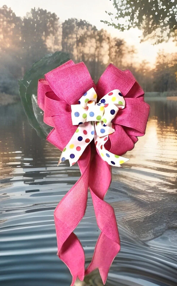 ARCO DE LUNARES ROSA ~ DECORACIÓN PARA REGALOS DE FIESTA CORONA LINTERNA LETREROS PUERTA 10" ANCHO Foto 1 de 1