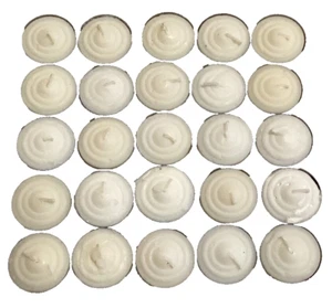 25 White Cream Tealight Candles Lot Unscented Unused Home Decor Tin Bases - Picture 1 of 2
