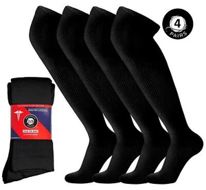 4 Pairs of Over the Knee Cotton Diabetic Non-Binding Neuropathy Socks - Picture 1 of 18