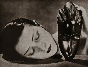 1926/75 Vintage MAN RAY Female Head KIKI African Mask Art Deco Photo Engraving - Picture 1 of 1