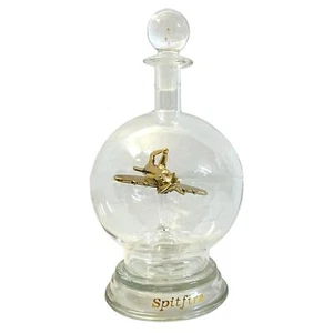 Ornamental glass model of a Spitfire aeroplane in a decorative glass decanter - Picture 1 of 7