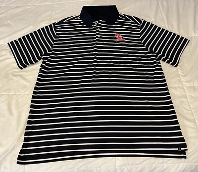 PING Ole Miss Rebels Polo Shirt Mens L Navy/White Striped Performance Golf Large - Image 1 of 4