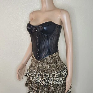 Schwarzes Kunstleder Bustier Korsett Top - Bild 1 von 7