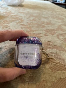 NIB Kate Spade New York Purple Sparkles Apple AirPods Case Keychain - Picture 1 of 7