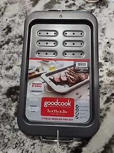 Goodcook Small Nonstick Carbon Steel Broiler Pan with Handles 7 x 11 - Picture 1 of 3