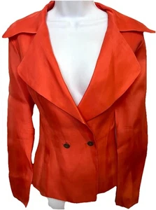 NINA MCELMORE Blazer Jacke leicht orange 100% Seide Doppelknopf klein - Bild 1 von 5