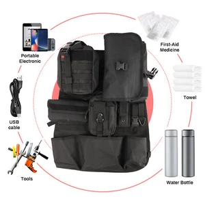 KFZ-Rückenlehnenschutz taktischer Molle Rücksitz-Organizer Schwarz Sieben Tasche - Bild 1 von 11