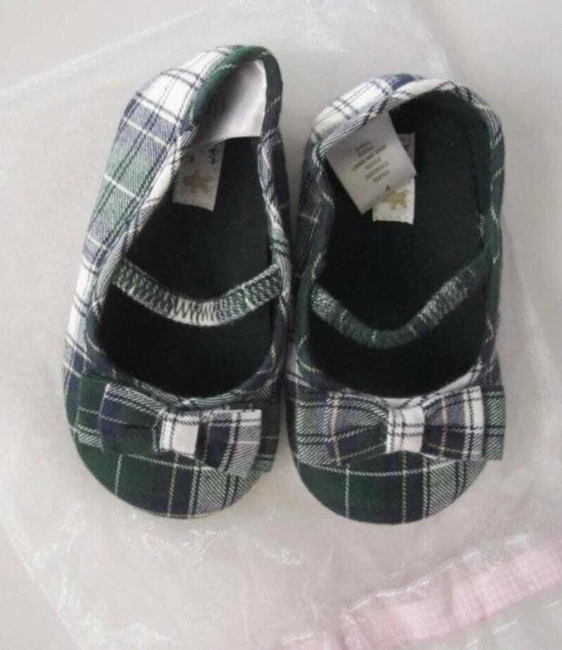 НОВЫЕ праздничные зеленые синие клетчатые туфли для кроватки Janie and Jack Gingerbread Tradition 03 - Изображение 1 из 1