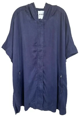 BB Dakota женщин короткий рукав с капюшоном большого размера куртка 100% Tencel размер M темно-синий - Изображение 1 из 4