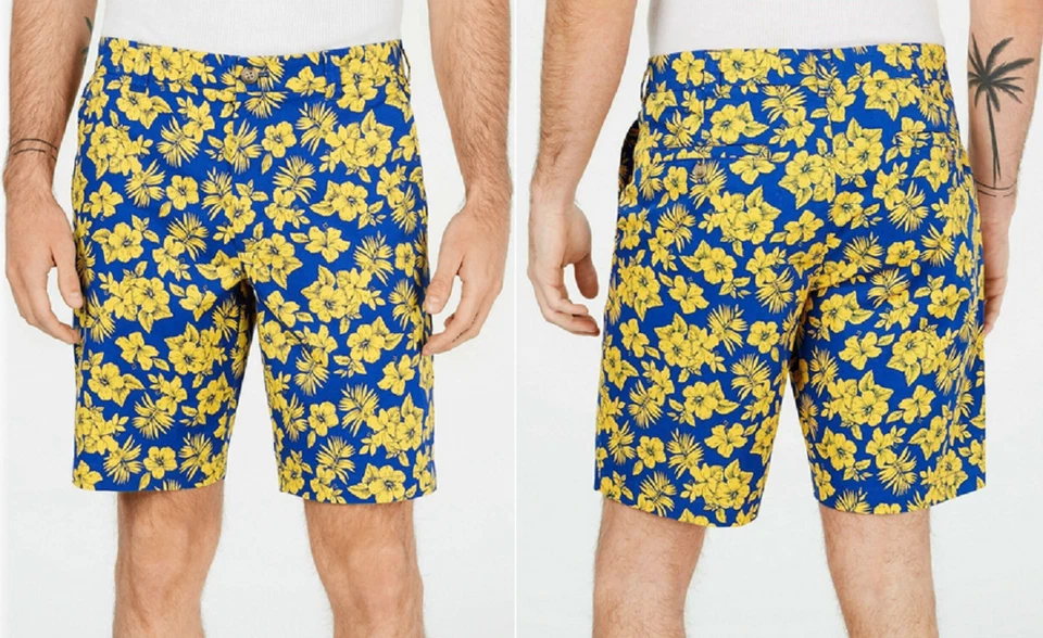 Club Room 男式 Memei 花卉图案 9 英寸短裤 Lazulite 组合尺寸 40W $55 — 第 1/1 张图片