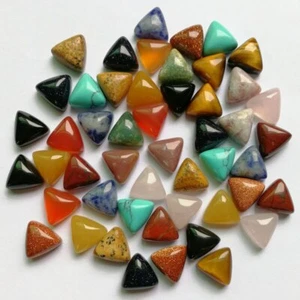 50pcs mixed Triangle CAB CABOCHON natural stone beads DIY No Holes 10x10x5mm - Picture 1 of 11