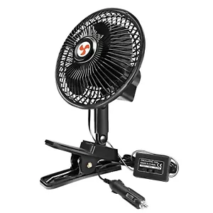 12 Volt Oscillating Fan, 6" Portable Car Fan With Car Cigarette Lighter, 360