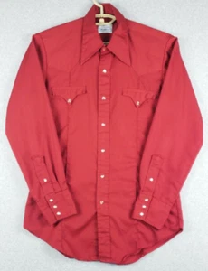 Vintage 70's Sears Westerner Western Wear Pearl Snap Sawtooth Shirt Medium Red - Bild 1 von 10