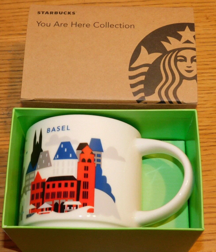 Starbucks You Are Here Basel Suisse Céramique Café Tasse Neuf avec Boîte
