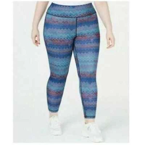 Ideology Women Multi Chevron Leggings Plus Fitness Yoga Running Athletic Navy 1X - Picture 1 of 3