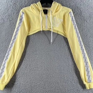 LF The Brand Women's Cropped Jacket Medium Yellow Hoodie Zip Down Workout - Picture 1 of 17