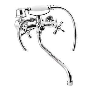 BADLAND Komplette Set Badewannenarmatur ROMA Silber Badarmatur Wannenbatterie - Bild 1 von 2