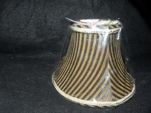 NEW FABRIC BLACK & GOLD STRIPED chandelier shade shades flame clip gold lining - Picture 1 of 1