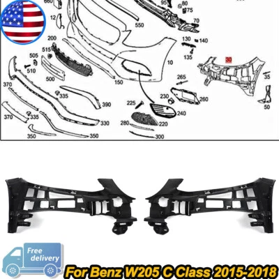 For 2015-2018 Mercedes Benz C300 Front Left and Right Upper Bumper Retainer Set - Изображение 1 из 4