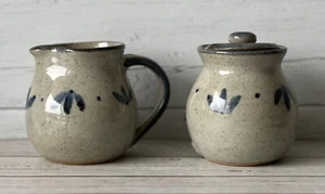 STUDIO KUNST KERAMIK CREME und ZUCKER mit Sockel schönes Unikat Handarbeit - Bild 1 von 12