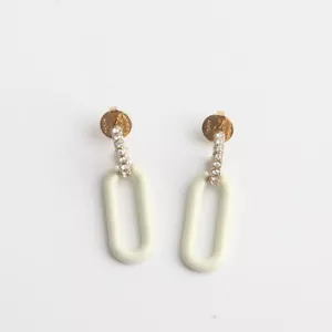 Tory Burch Roxanne Link Earrings Tory Gold / Cream With Dust Bag - Picture 1 of 6