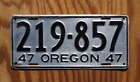 1947 Oregon License Plate # 219 - 857