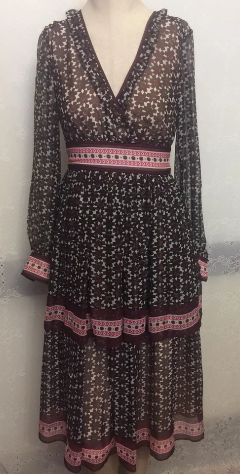 Nuevo con etiquetas Vestido Kate Spade Marrón Cacao Profundo Floral Talla 00 $542 Foto 1 de 1