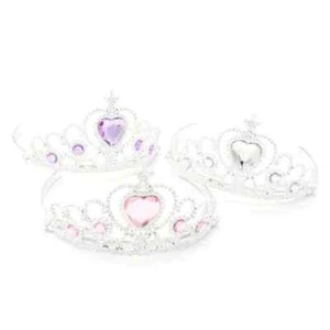 NEW Plastic silver childrens clear stone tiara hair accessory bling party prom - Picture 1 of 3